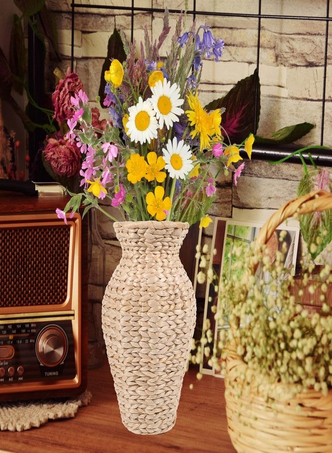 Amosfun Rattan Vase Cattail Decorative Vase Dried Flower Arrangement Home Office Countertop Centerpieces 6.8 x 6.8 x 11 Inch - Image 3