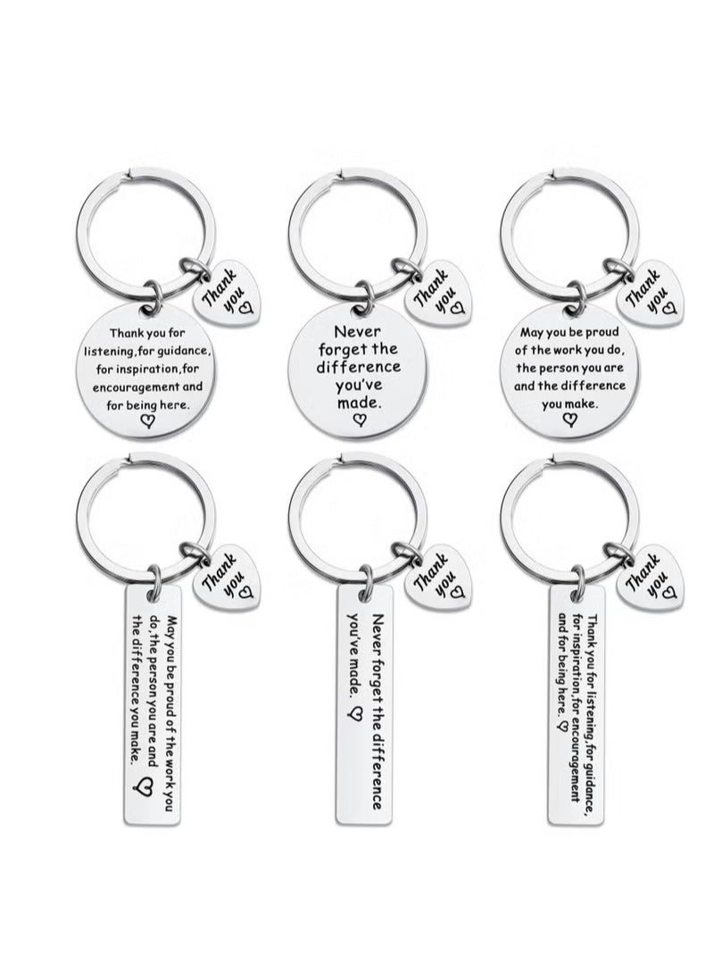 6 Pieces Thank You Gifts Appreciation Keychain Make a Difference Keychain Appreciation Gifts for Coworker Nurse Teacher - Image 1