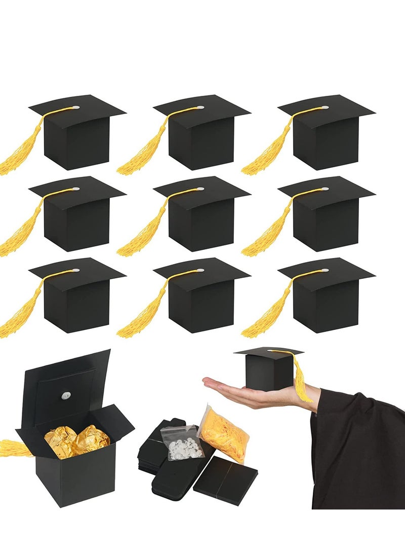 10 Pack Graduation Hat Candy Box Graduation Gift Box with Fringe for Graduation Party Supplies Decorative Candy Chocolate Souvenirs - Image 1