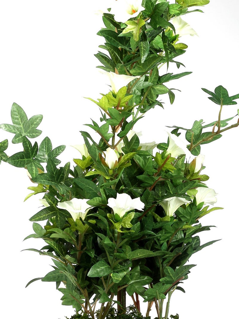 Fourwalls Premium Range Artificial Morning Glory Plant with Stylish Ceramic Vase (50 cm Tall, White) - Image 4