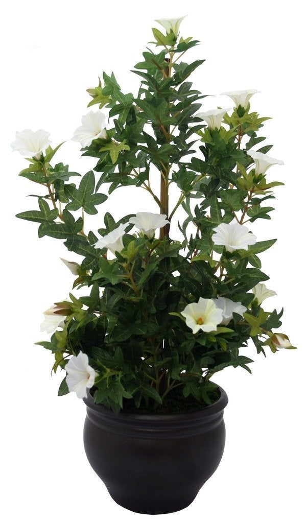 Fourwalls Premium Range Artificial Morning Glory Plant with Stylish Ceramic Vase (50 cm Tall, White) - Image 5