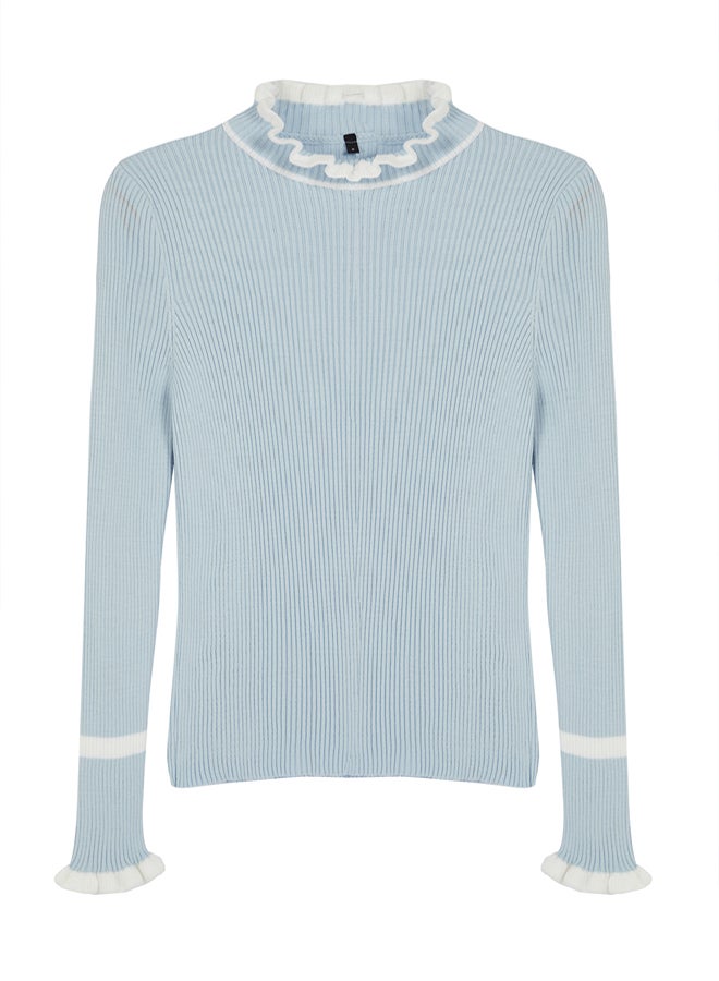 trendyol Light Blue Block Patterned Knitwear Sweater - Image 5