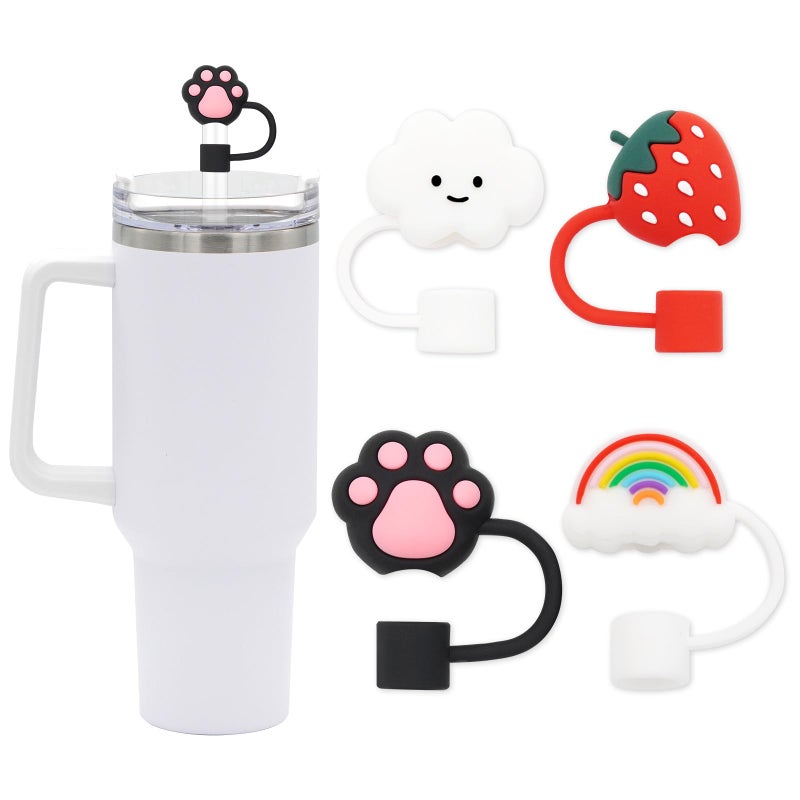 Straw Cover for Stanley Cup 4Pcs Silicone Straw Topper Compatible with Stanley 3040 Oz Tumbler Stanley Cups Accessories 4PcsNewE