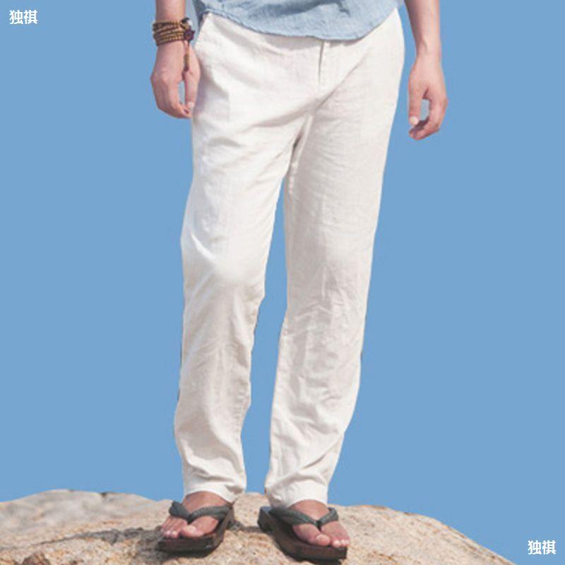 Hong Kong Linen Casual Pants Loose Thin Breathable Elasto Plus Size Beach White Straight Cotton And Linen Trousers For Men - Image 5
