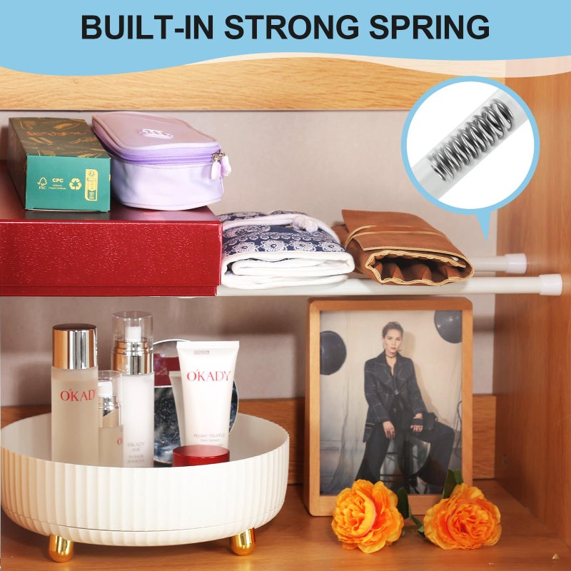 Goowin Tension Rod 16 to 28 Inch, Goowin Small Tension Rod, 5/8" Diameter No Drilling Expandable Short Tension Rods Spring Rods, Tension Rods for Closet, Cupboard, Hanging Clothes, 2 Pack, White - Image 4