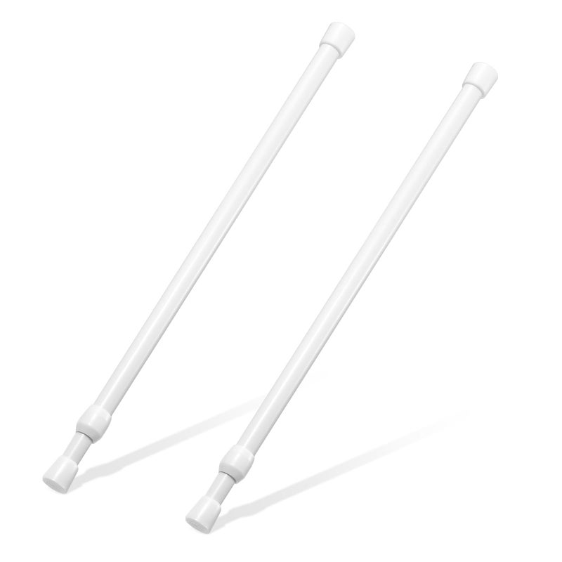 Goowin Tension Rod 16 to 28 Inch, Goowin Small Tension Rod, 5/8" Diameter No Drilling Expandable Short Tension Rods Spring Rods, Tension Rods for Closet, Cupboard, Hanging Clothes, 2 Pack, White - Image 1