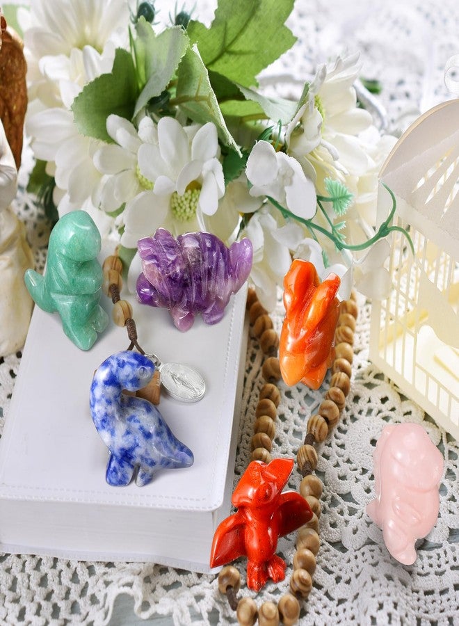 Seenelling 6 Pcs Crystal Dinosaur Figurines - Cute Stone Dinosaur Figures Statue Collection Decor for Women, Men, Desk, Garden, Home - Image 5