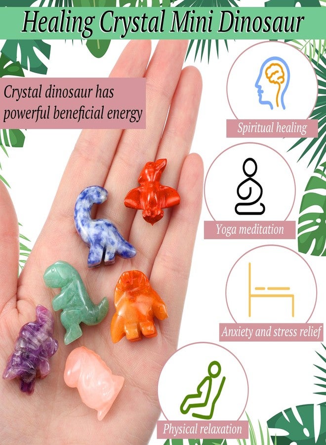 Seenelling 6 Pcs Crystal Dinosaur Figurines - Cute Stone Dinosaur Figures Statue Collection Decor for Women, Men, Desk, Garden, Home - Image 4