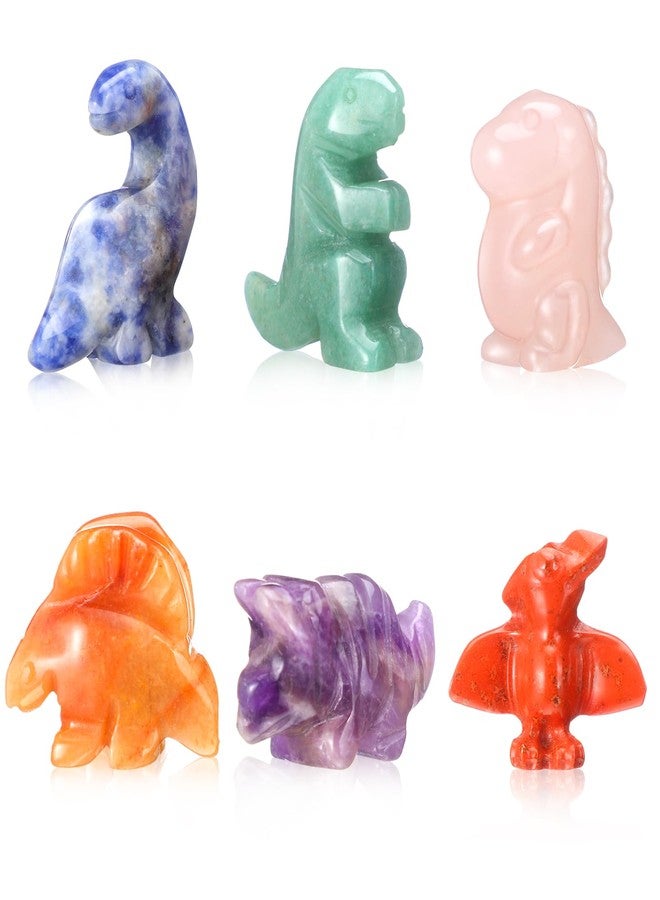 Seenelling 6 Pcs Crystal Dinosaur Figurines - Cute Stone Dinosaur Figures Statue Collection Decor for Women, Men, Desk, Garden, Home - Image 1