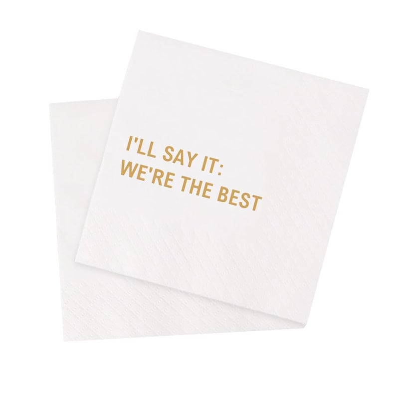 VOWFOO فوط كوكتيل مضحكة VOWFOO سأقولها نحن الأفضل لعيد الميلاد ليالي الفتيات العطلات لم الشمل تدفئة المنزل احتفال الفريق تجمعات اجتماعية غير رسمية 100 قطعة 4.5 × 4.5 2-طبقة (الأفضل) - Image 2