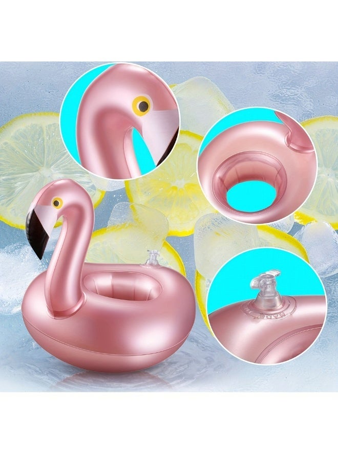 12 Pieces Inflatable Drink Holder Flamingo Drink Floats Reusable Inflatable Cute Animal Cup Coasters Pool Cup Holders for Summer Swimming Party  - Image 2