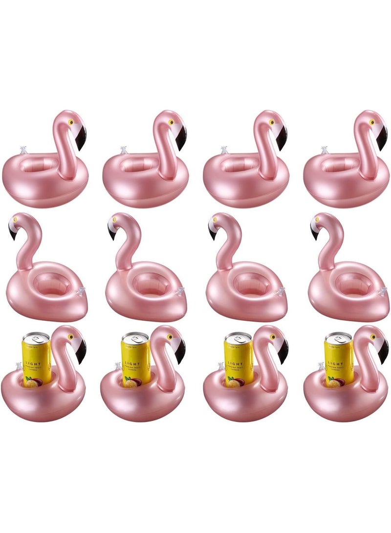 12 Pieces Inflatable Drink Holder Flamingo Drink Floats Reusable Inflatable Cute Animal Cup Coasters Pool Cup Holders for Summer Swimming Party  - Image 4