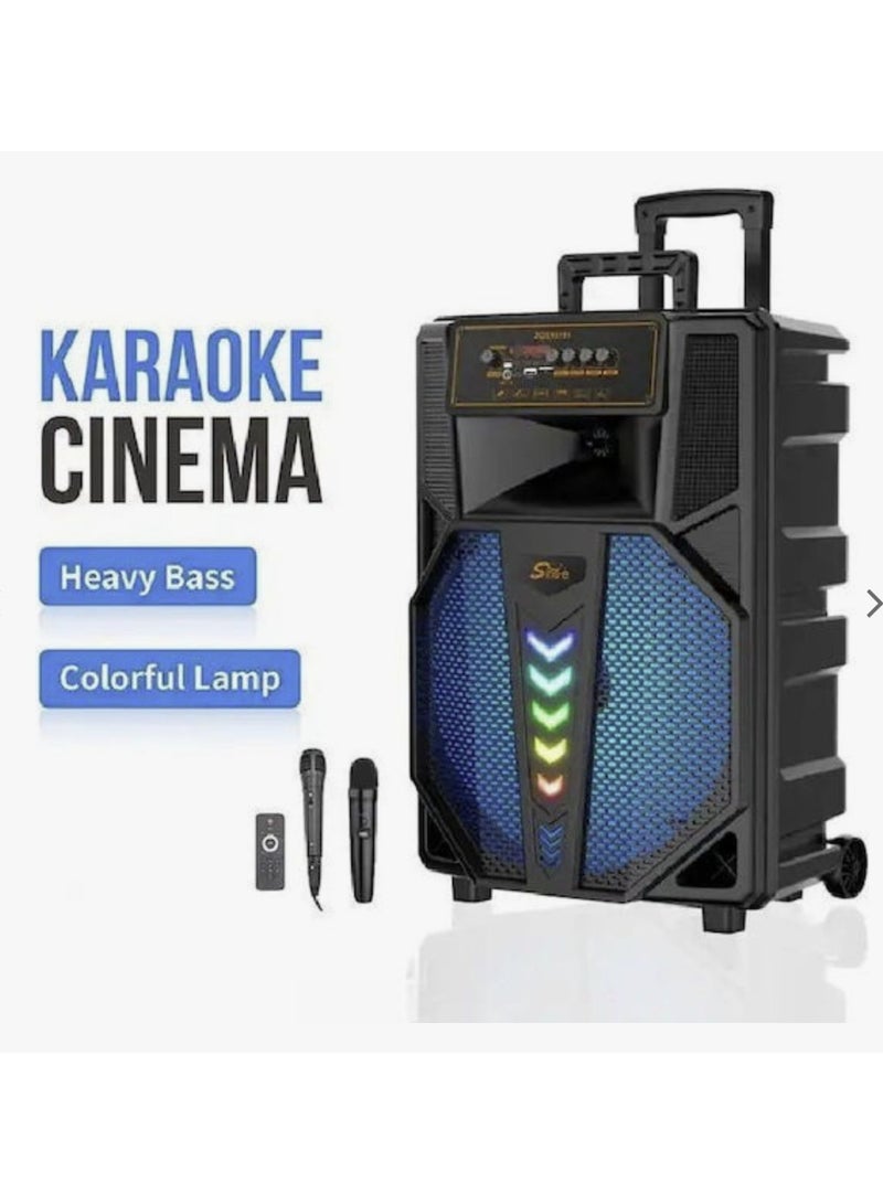 SING-E Portable Bluetooth Party Speaker with 2 Wireless Microphones, Remote Control, RGB LED Lights, Rechargeable Bass Sound System - Image 3
