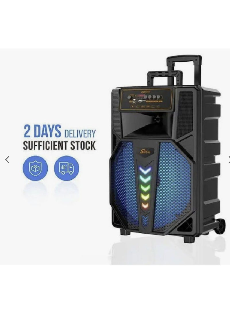 SING-E Portable Bluetooth Party Speaker with 2 Wireless Microphones, Remote Control, RGB LED Lights, Rechargeable Bass Sound System - Image 2