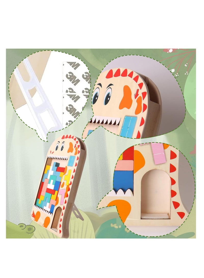 KASTWAVE Wooden Tetris Puzzle, Tangram Brain Teaser Toy, Busy Board Wooden Toy, 3 in 1 Montessori Toys for 1-6 Years Old Kids, 3D Jigsaw Brick Puzzle, Developmental Toy, Educational Toy Gift for Boys Girls - Image 4