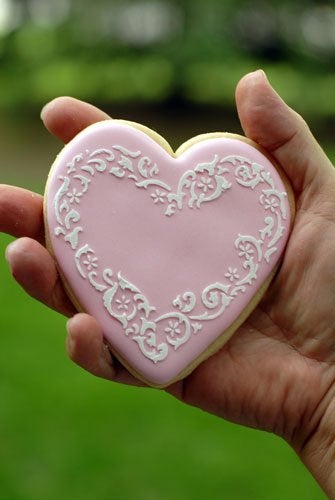Designer Stencils C202 Swirl Valentine Heart Cookie Stencils BeigeSemiTransparent - Image 3