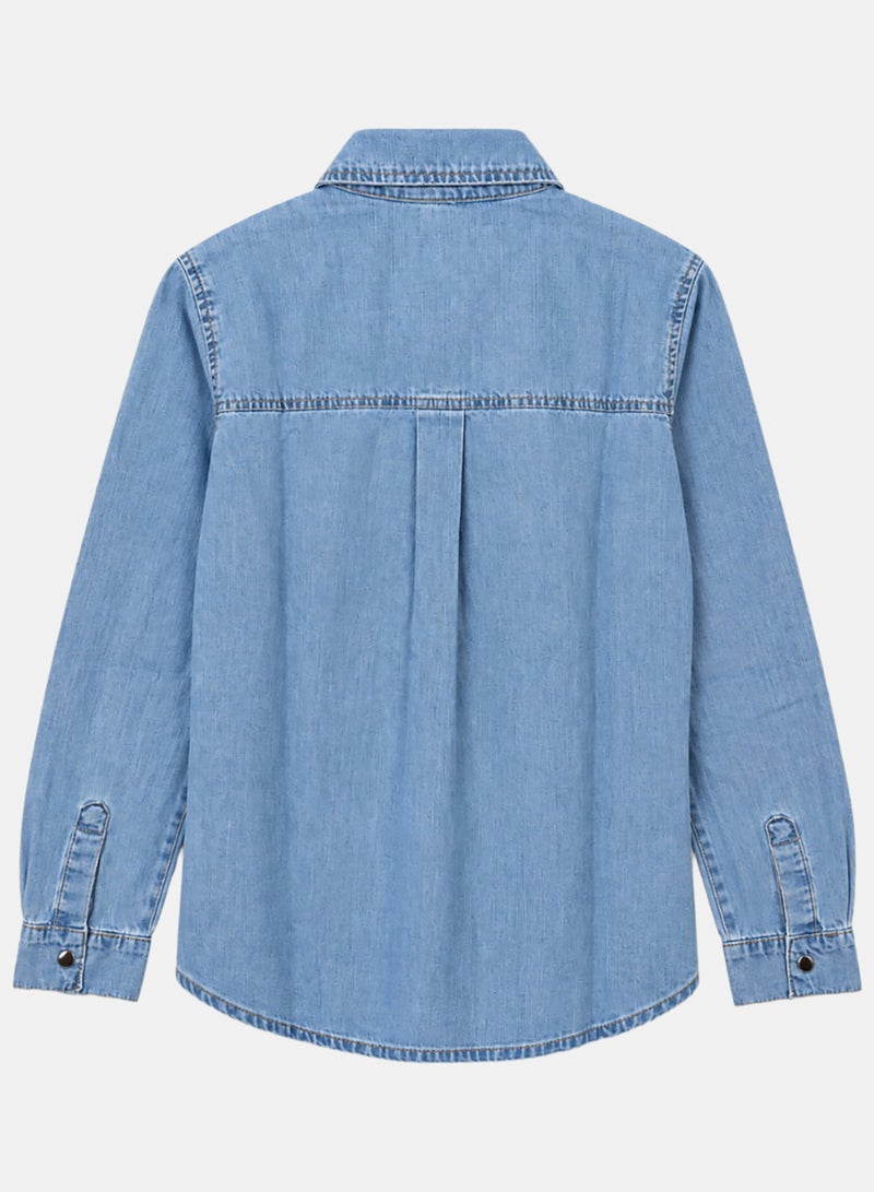 Carina Snap-Button Denim Shirt - Image 3