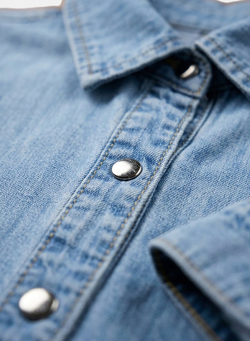Carina Snap-Button Denim Shirt - Image 4