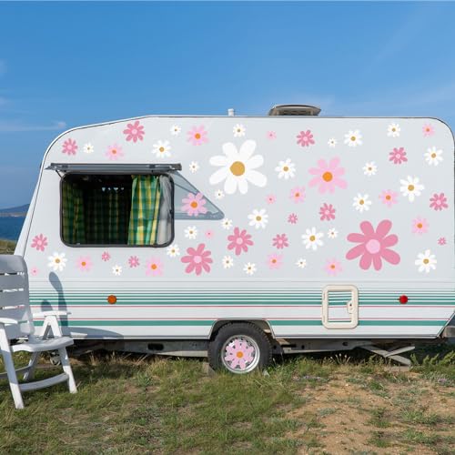 Dinifee 12 Sheets Daisy Stickers 147 Pieces Daisy Flower Car Decals Vinyl Groovy Flower Window Clings for Car Bumper Wall Laptop Mirror Truck Hippie Decoration(Cute Style) - Image 5