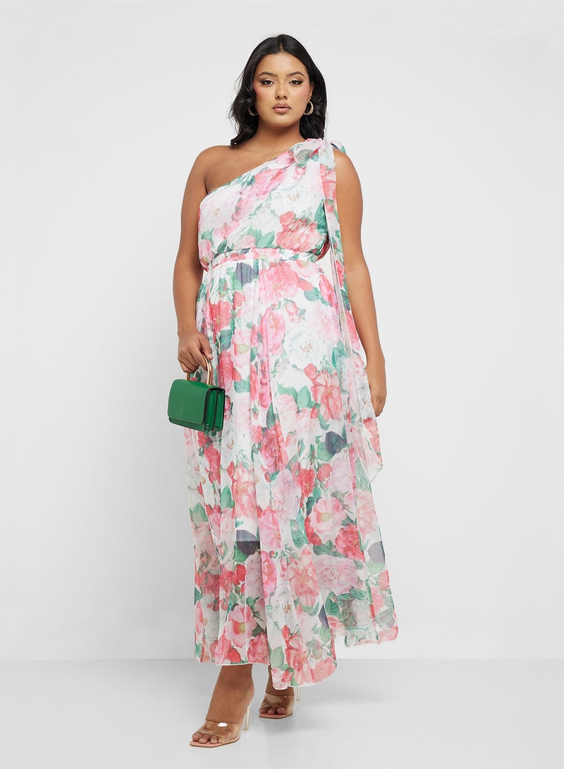 ايلا بلس فستان كتف واحد بنقشة الزهور - Image 1