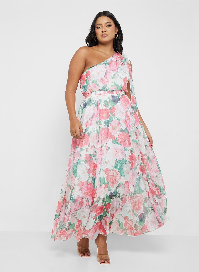 ايلا بلس فستان كتف واحد بنقشة الزهور - Image 4