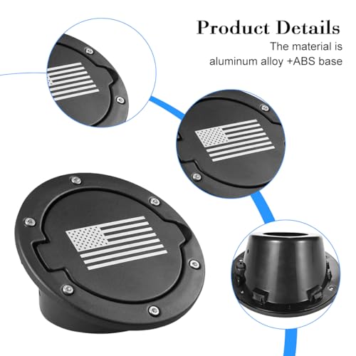 FALVFUN American Flag Car Fuel Filler Door Gas Tank Cap, Heavy Duty Vehicle Fuel Filler Tank Door Cover, Automotive Exterior Protection Accessories, Compatible with Wrangler JK 2/4 Door - Image 3