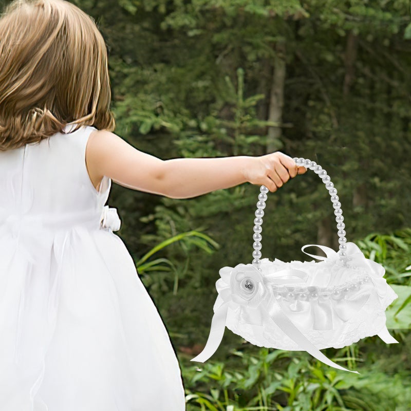 Flower Girl Basket Wedding Basket Wedding Flower Basket Elegant Style Flower Girl Basket - Image 4