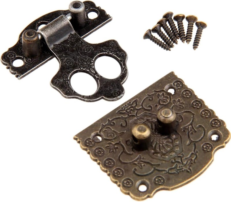 Antique Bronze Decorative Box Latch Hasp Chest Lock For Wooden Trunk - Image 4
