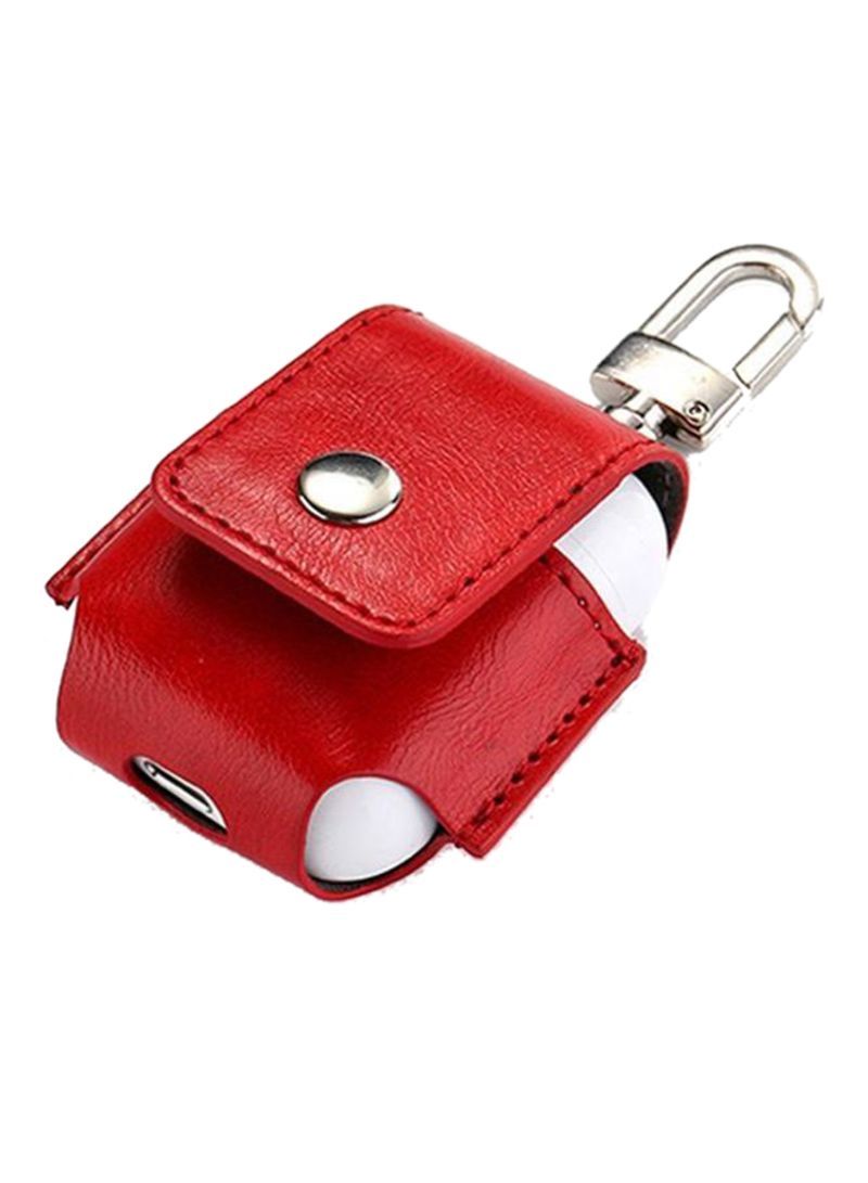 NIBEMINENT Leather AirPod Case Cover With Belt Hook Red - Image 1