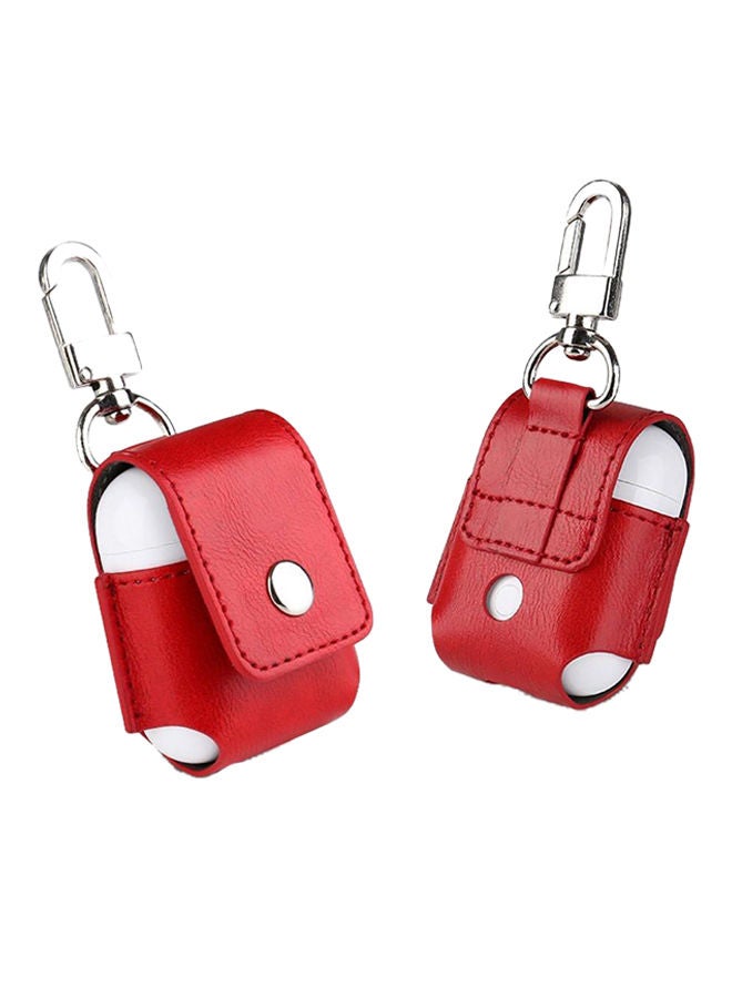 NIBEMINENT Leather AirPod Case Cover With Belt Hook Red - Image 2