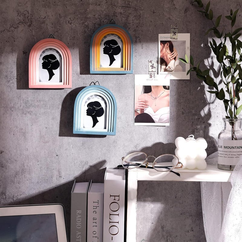 Qunclay 3 Pcs 2 x 3 Inch Boho Small Picture Frames Wallet Size Vertical Arc Resin Picture Frame with Gradient Design Tabletop Decor for Hanging Display Home Decor - Image 5