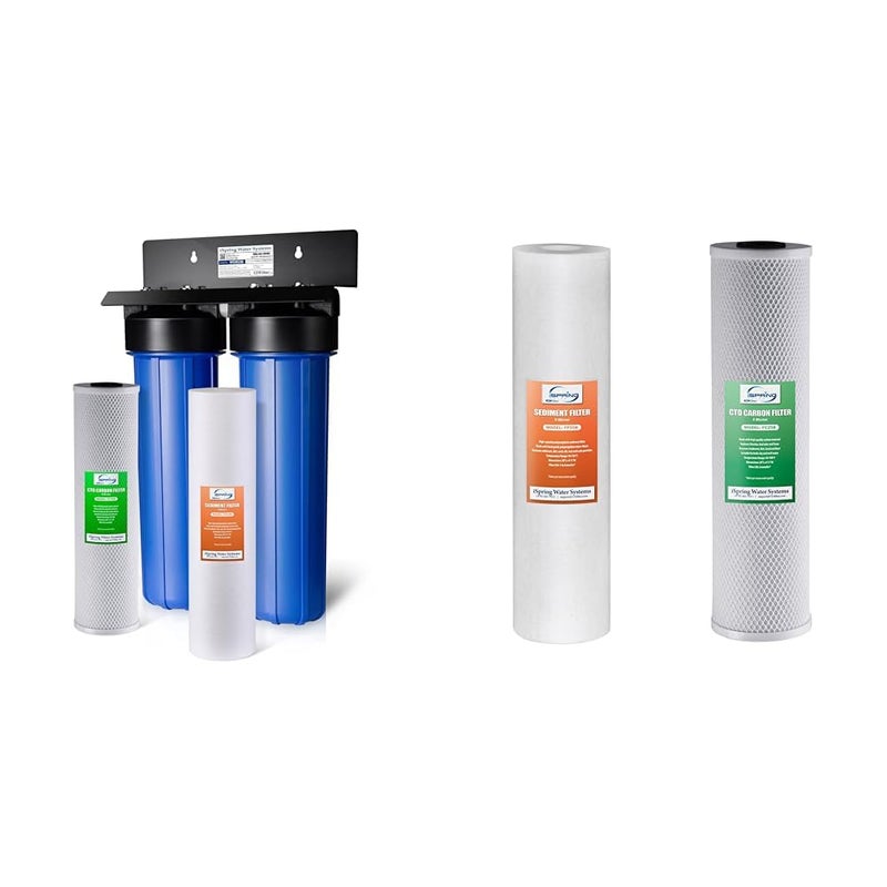 iSpring نظام فلترة المياه لكامل المنزل من iSpring 2Stage مع حزمة فلاتر استبدال للشوائب والكلور والمزيد - Image 1