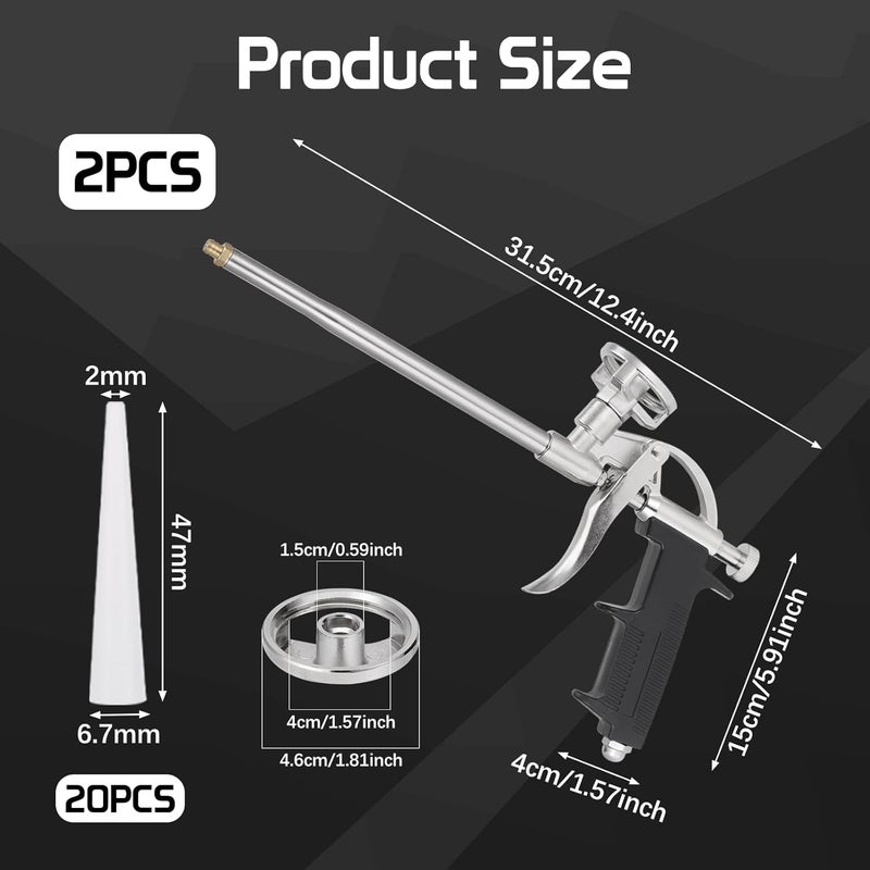 2 foam spray guns (with 20 nozzles) professional heavy duty caulking sealing foam gun - Image 2