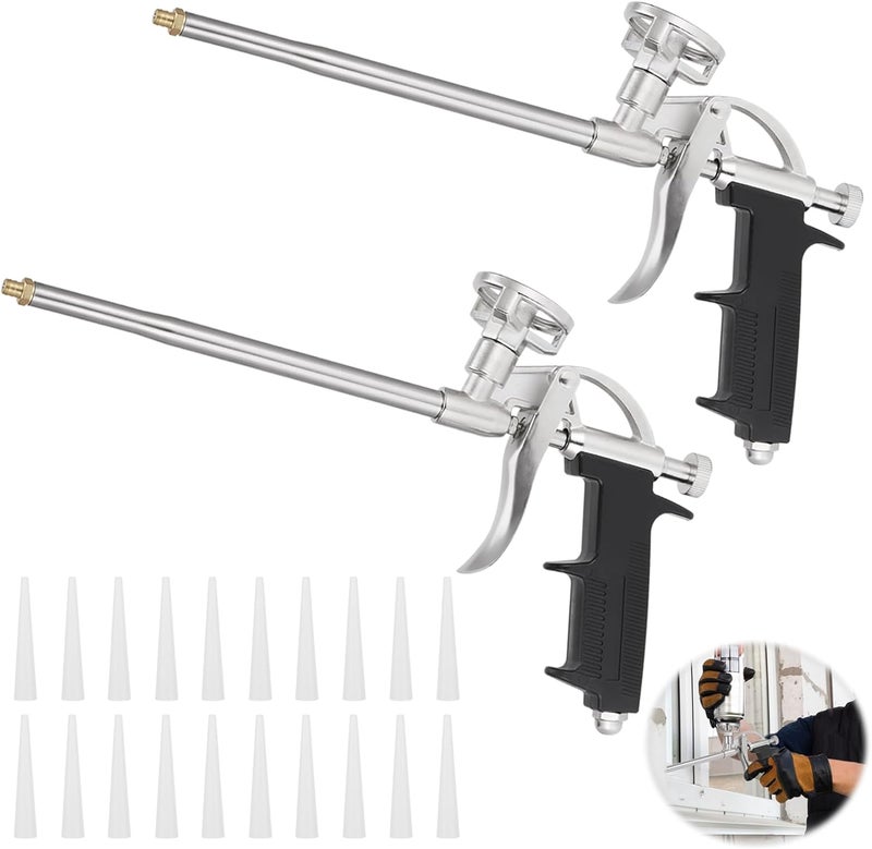 2 foam spray guns (with 20 nozzles) professional heavy duty caulking sealing foam gun - Image 1