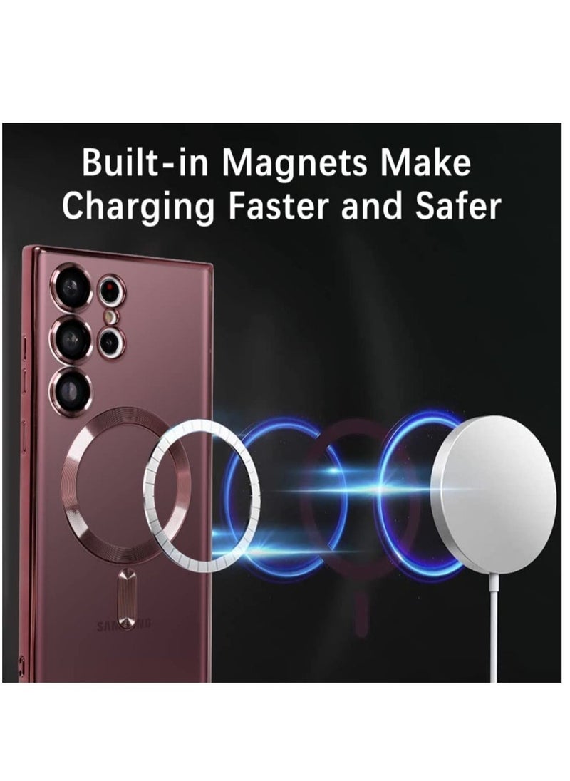 Magnetic Clear Case for Samsung Galaxy S23 Ultra with Camera Lens Protector Magsafe Compatible Electroplated Soft TPU Shockproof Anti-Scratch Phone Case - Image 4