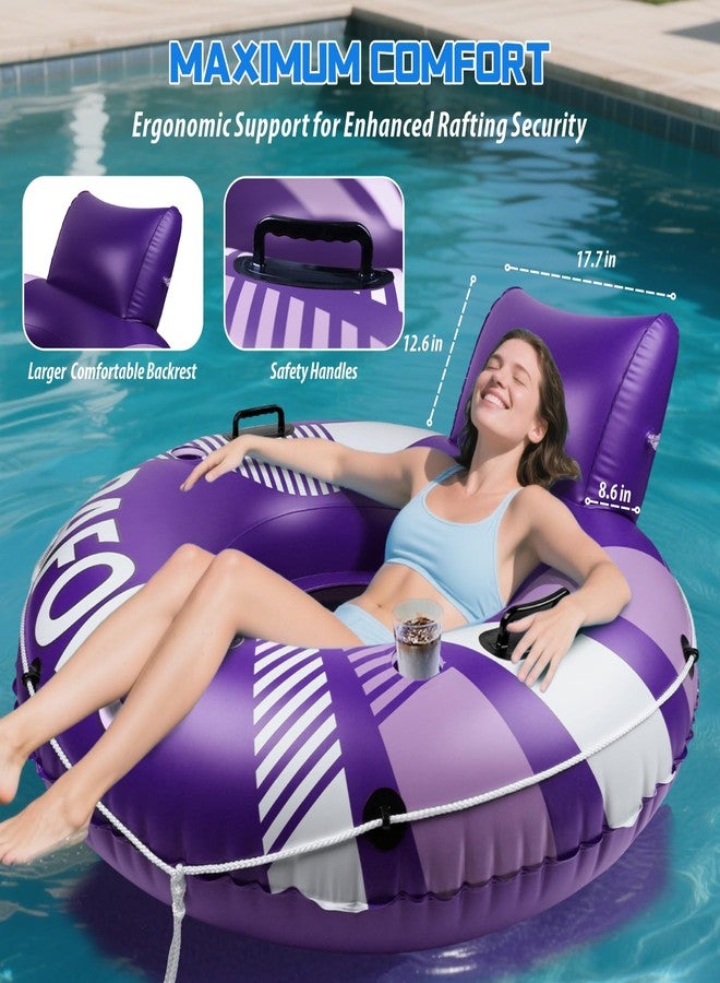 Pafolo Pool Float Adult, 53" Inflatable River Tube Float, River Tubes for Floating Heavy Duty with Mesh Bottom, Comfortable Backrest & 2 Cup Holders & Durable Grab Handles,450 lbs Weight Capacity - Image 3
