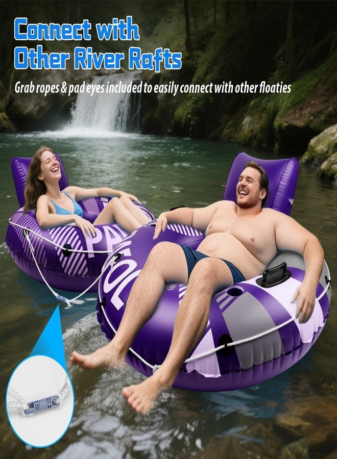 Pafolo Pool Float Adult, 53" Inflatable River Tube Float, River Tubes for Floating Heavy Duty with Mesh Bottom, Comfortable Backrest & 2 Cup Holders & Durable Grab Handles,450 lbs Weight Capacity - Image 5