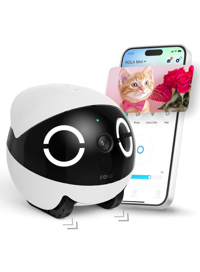 Enabot 2K Camera Robot, Movable Pet Camera, Night Vision, Battery-Powered with Phone App, Indoor Cam w/One-Touch Call, 2-Way Talk,  Motion Detection, Video Recording - Image 1