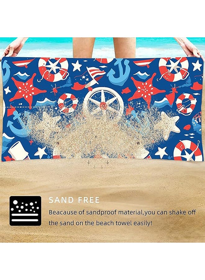 MXN 2-in-1 Lightweight Beach Towel Backpack for Adults & Kids, Oversized 160x80cm Sand-Free Towel Converts into 40x40cm Drawstring Bag,  Foldable Nautical Print for Beach, Pool, Gym & Travel Things Vacation  - Image 4