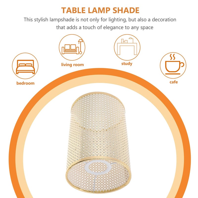 Rattan Woven Lamp Shade Cover for Table Floor Lamp Rustic Metal Frame Warm Glow - Image 4