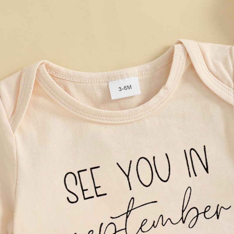 Yccutest Surprise Pregnancy Announcement Baby Onesie Newborn Infant Reveal Ideas Baby Announcement Bodysuit Unisex 0-3 Months (Apricot September,Newborn) - Image 4