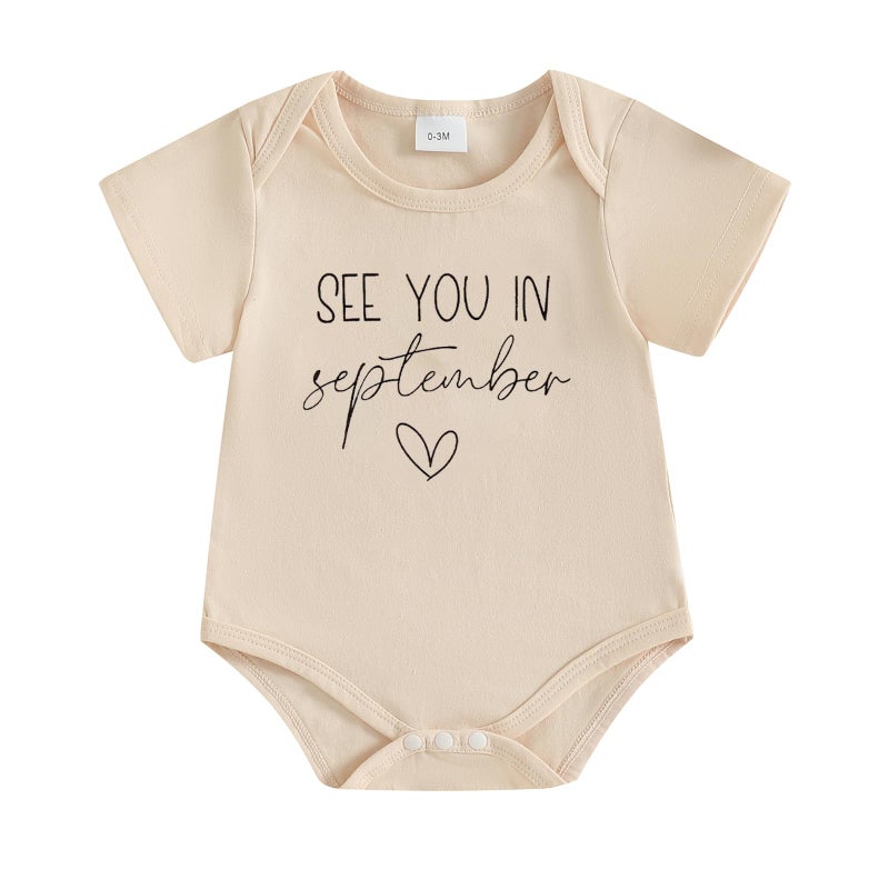 Yccutest Surprise Pregnancy Announcement Baby Onesie Newborn Infant Reveal Ideas Baby Announcement Bodysuit Unisex 0-3 Months (Apricot September,Newborn) - Image 1