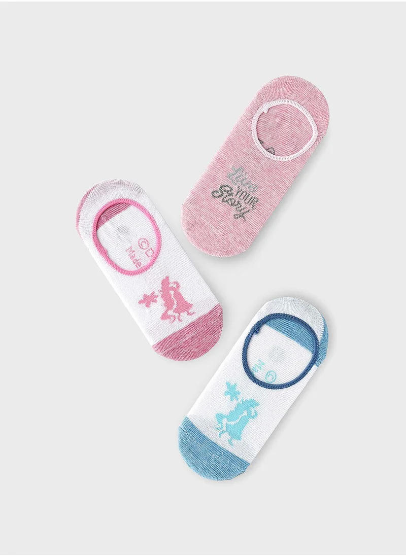 Disney Kids 3 Pack Princess No Show Socks