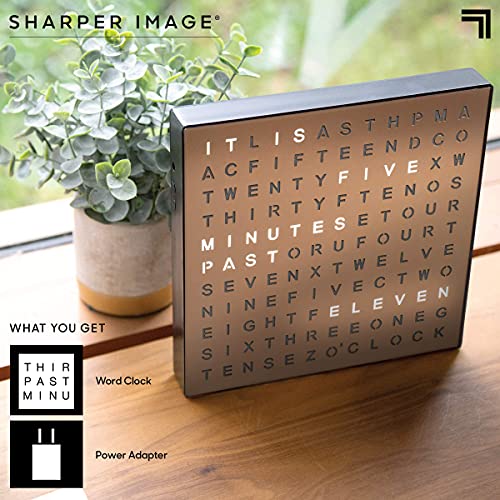 Sharper Image® LED Word Clock – 7.75" Light-Up Digital Clock for Desk & Wall| Modern Time Display Accent Clock| Unique Home Office Décor| Living Room Kitchen Bedroom| Housewarming Gift for Men & Women - Image 5