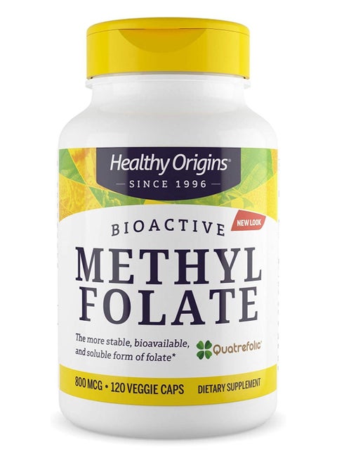Methyl Folate Bioactive - The more stable, bioavailable, and soluble form of folate - 800mcg - 120 Veggie Caps - Dietary Supplements