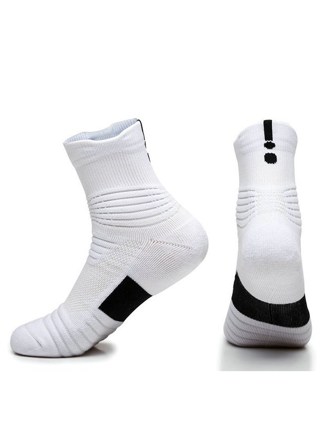 Ba Love 2 Pairs Elite Basketball Compression Socks, Sports Training Socks Thickened Mid Tube Badminton Socks Running Socks for Men & Boys (Black+White) - Image 4