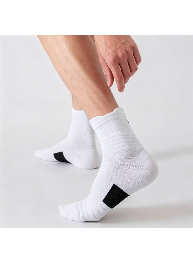 Ba Love 2 Pairs Elite Basketball Compression Socks, Sports Training Socks Thickened Mid Tube Badminton Socks Running Socks for Men & Boys (Black+White) - Image 5