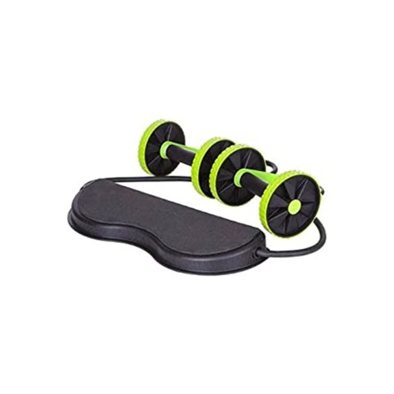 Gym abdominal wheel for home workout: high-strength ABS plastic, black/green color, dual resistance bands for intensified core training and muscle toning - Image 1