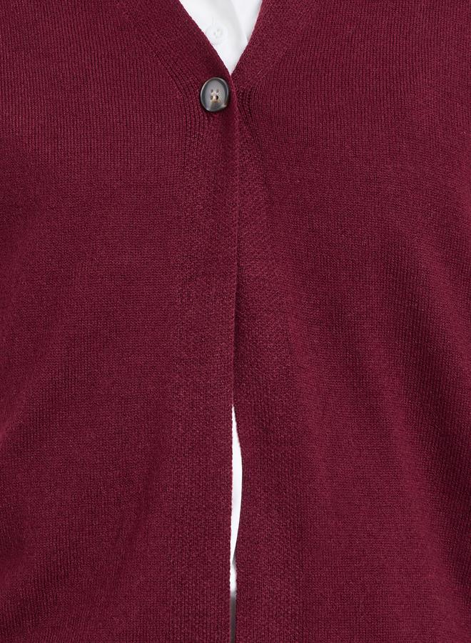 Styli Burgundy Sleeveless Knit Top With Button - Image 4