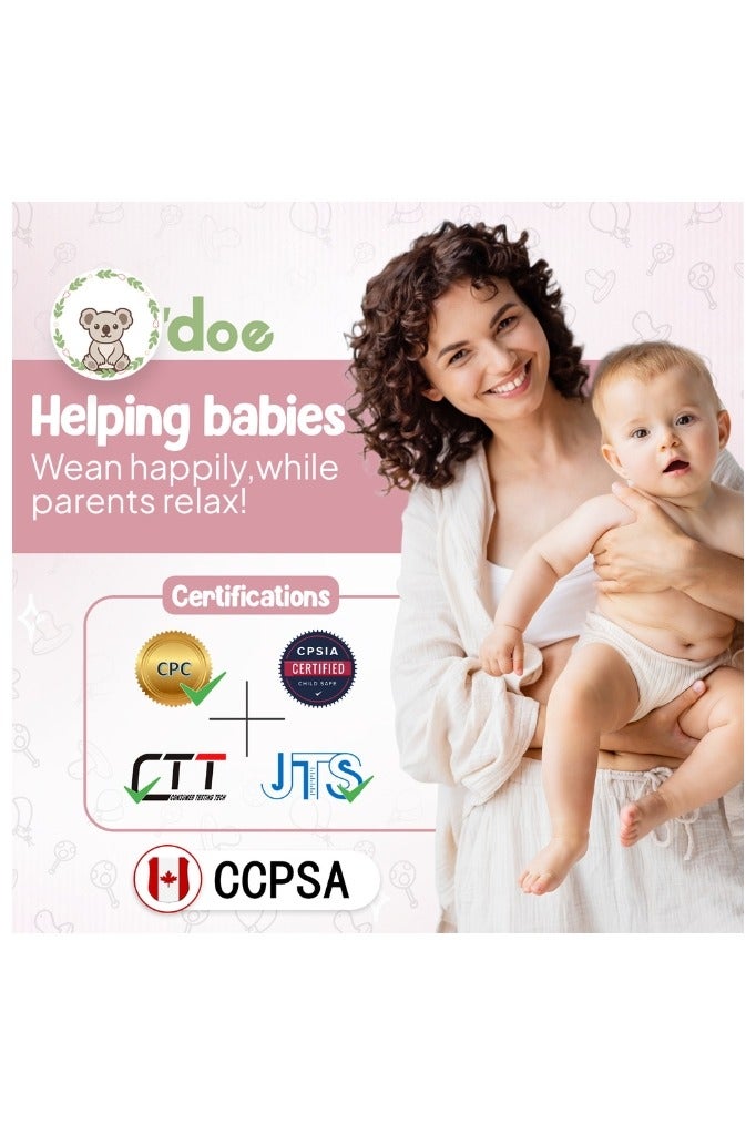 أودو لوازم تغذية الفطام للأطفال الصغار، مجموعة تغذية الطفل من O'doe | مجموعة أدوات تناول الطعام الذاتية من السيليكون مع ملاعق ومرايل ومجموعة ملاعق للأطفال الصغار | طقم لوحة | مجموعة من 11 - Image 5